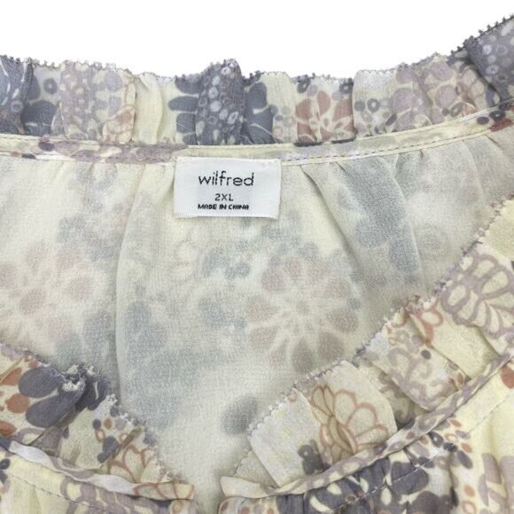 Aritzia Wilfred Santiago Long Sleeve Blouse In Whipper Butter / Ardoise Size 2XL - Picture 6 of 8